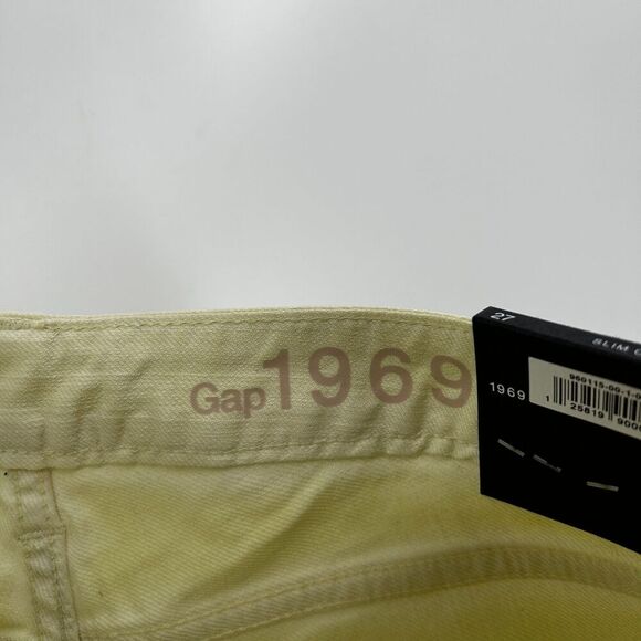 NWT GAP Yellow Acid Wash Side Stripe Mid Rise Slim Cut Off Jean Shorts Size 27 - Picture 3 of 6